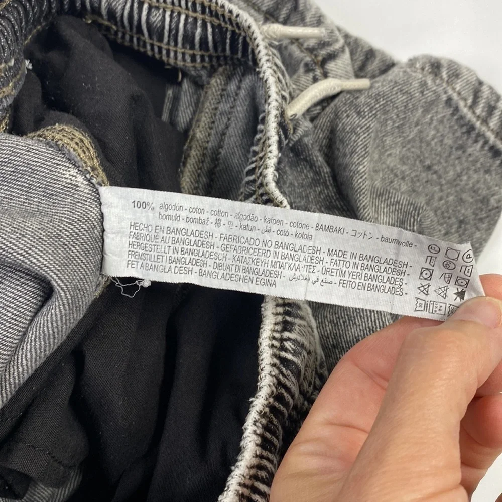 Zara Grey Black Bermuda Stretch Drawstring Shorts Size 13-14